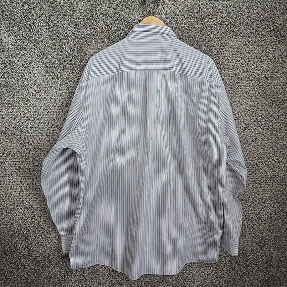 Jos A Bank Shirt Mens XL Blue Striped Button Down Travelers Cotton Pocket - Picture 7 of 7